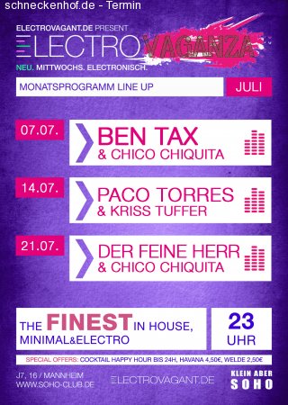 Electrovaganza mit der feine Herr & Chico Chiquita Werbeplakat