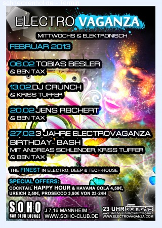 3 Jahre Electrovaganza Party Werbeplakat